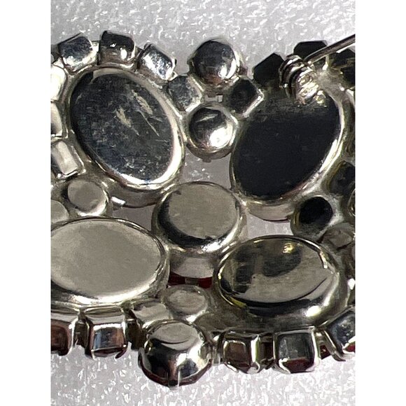 Vintage Red Rhinestone Brooch Pin Domed Prong Set Silver Tone Statement Runway - Picture 14 of 15